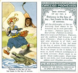 Paciência é a chave da alegria; mas a pressa é a chave do sofrimento, 1932